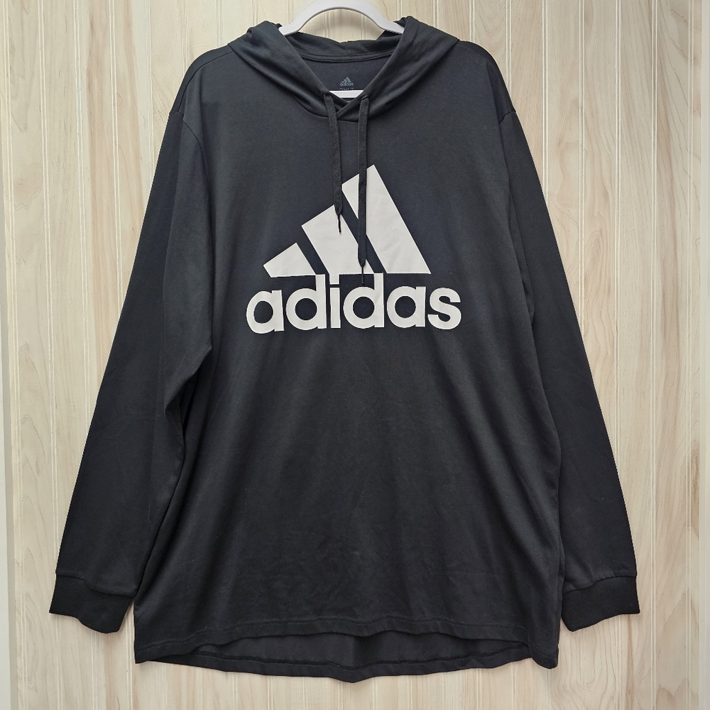 Adidas * Long Sleeve Hoodie * Men's Sz 2XLT * Black & White * Large Logo * NWOT